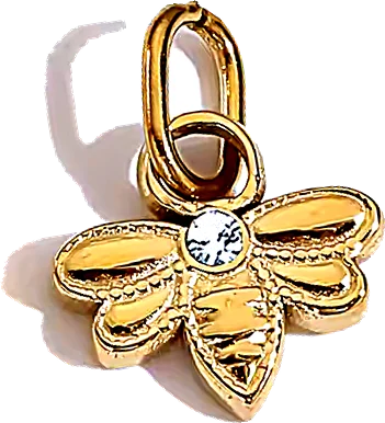 Charm Abeille dorée en acier inoxydable, vu de près