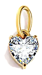Charm Cœur cristal en acier inoxydable, vu de près