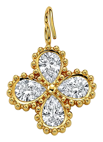 Charm Fleur éclat en acier inoxydable, vu de près